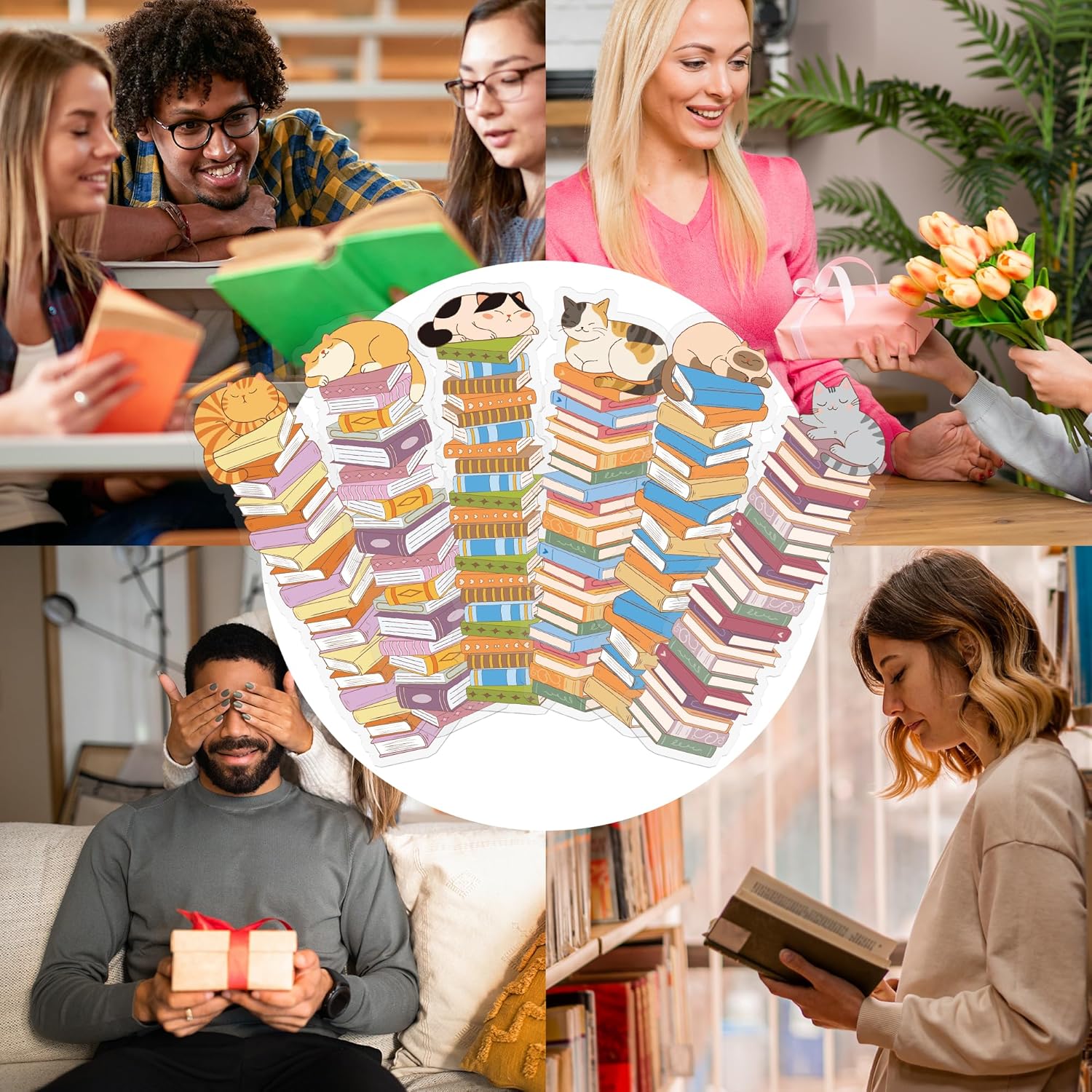 Cute Cats Bookmark Gifts - 6 Pcs Cartoon Animals Bookmarks for Kids Women Book Lovers Funny Cats Books Marks Page Clips Bookish Gift for Birthday Christmas Classroom Reading Accessories - Image 7