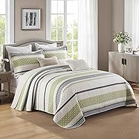Vista 51 de Homzard King Size Quilt Set, Grey White Snowflake Striped Comforter Set,Cotton Gray Bedspread King Size, Lightweight Comforter Fall Bedding 3 Piece
