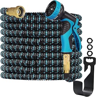 Garden Hose 100ft - Triple Expandable Leak-Proof 10-in-1 Spray Head Garden Hose with Innovative Rubber - Lightweight Durable No-Kink Flexible Water Hose for Car Wash and Garden Watering