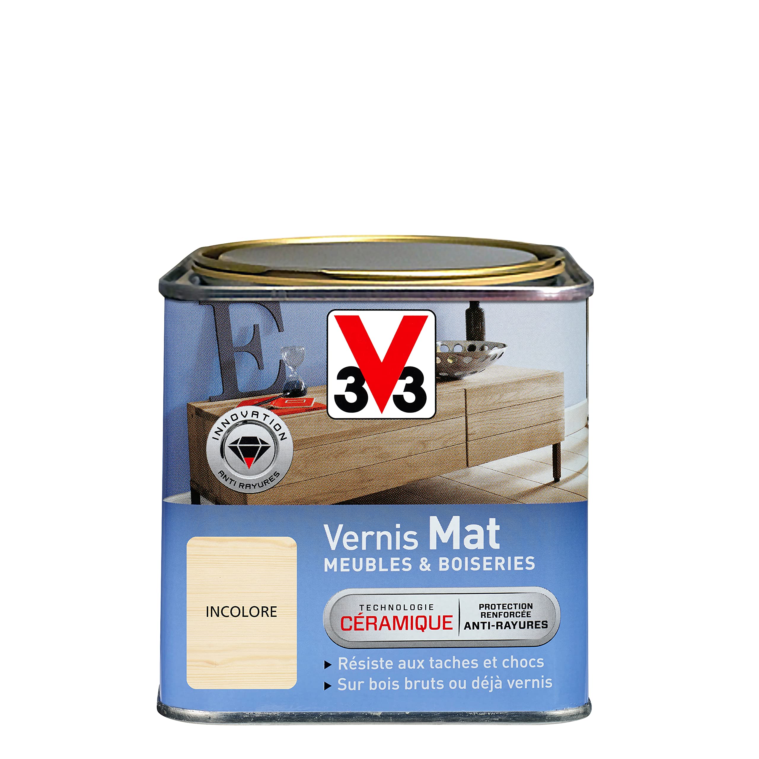 V33 Vernis intérieur Mat meubles & boiseries, Incolore 0,5L