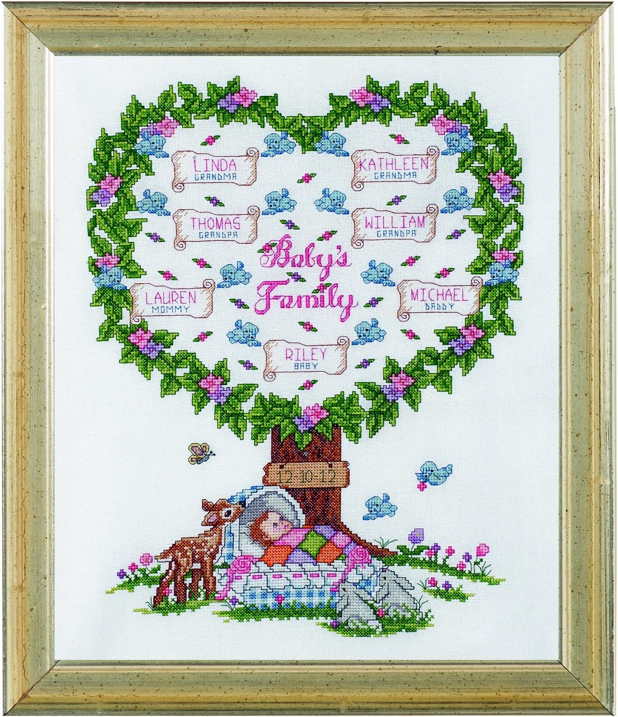 Bucilla 45707 Counted Cross Stitch Picture Kits, Baby's Family Tree