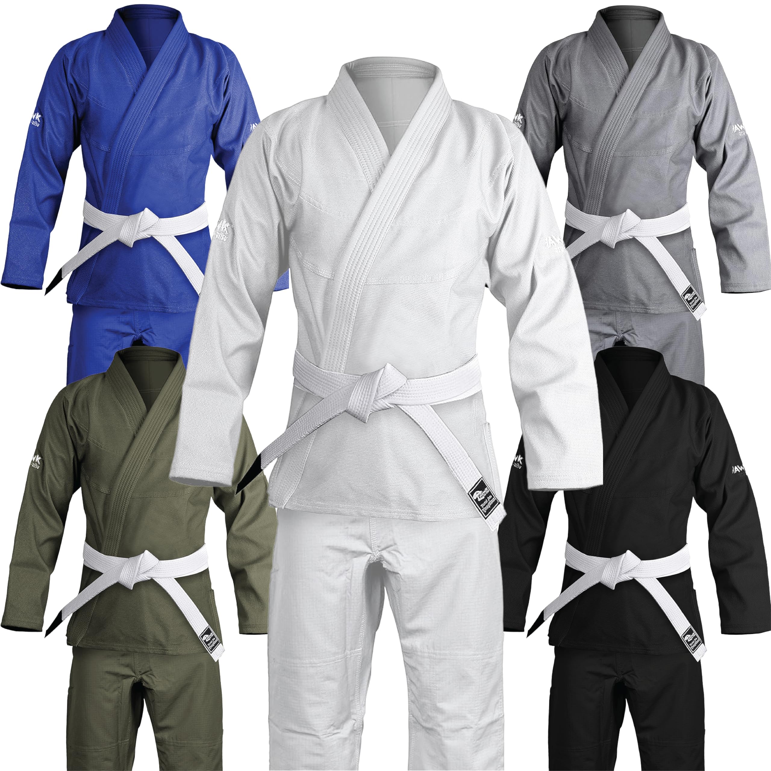 Hawk Sports Brazilian Jiu Jitsu Gi for Men and Women with Jacket, Pants, and White Belt for Martial Arts Training