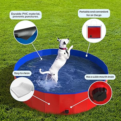 Miniatura 3 de PETMAKER - Piscina portátil de plástico para perros, piscina plegable de 47 pulgadas de diámetro con bolsa de transporte, piscina grande para