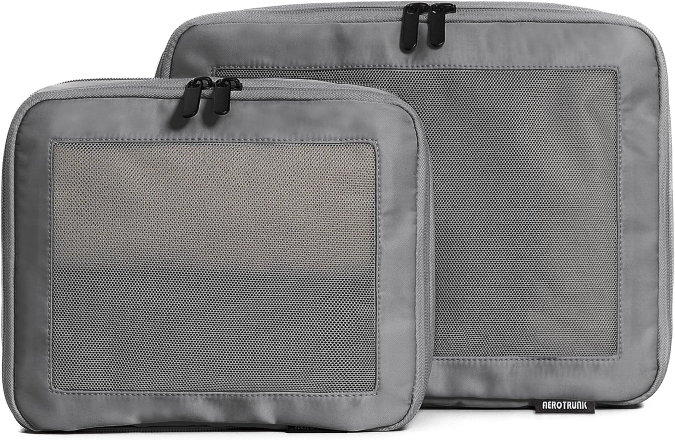 Compression Packing Cubes for Travel - Luggage Organizer Bags - Double Zipper Packing Cubes for Suitcases (2-Pack, Dark Grey)