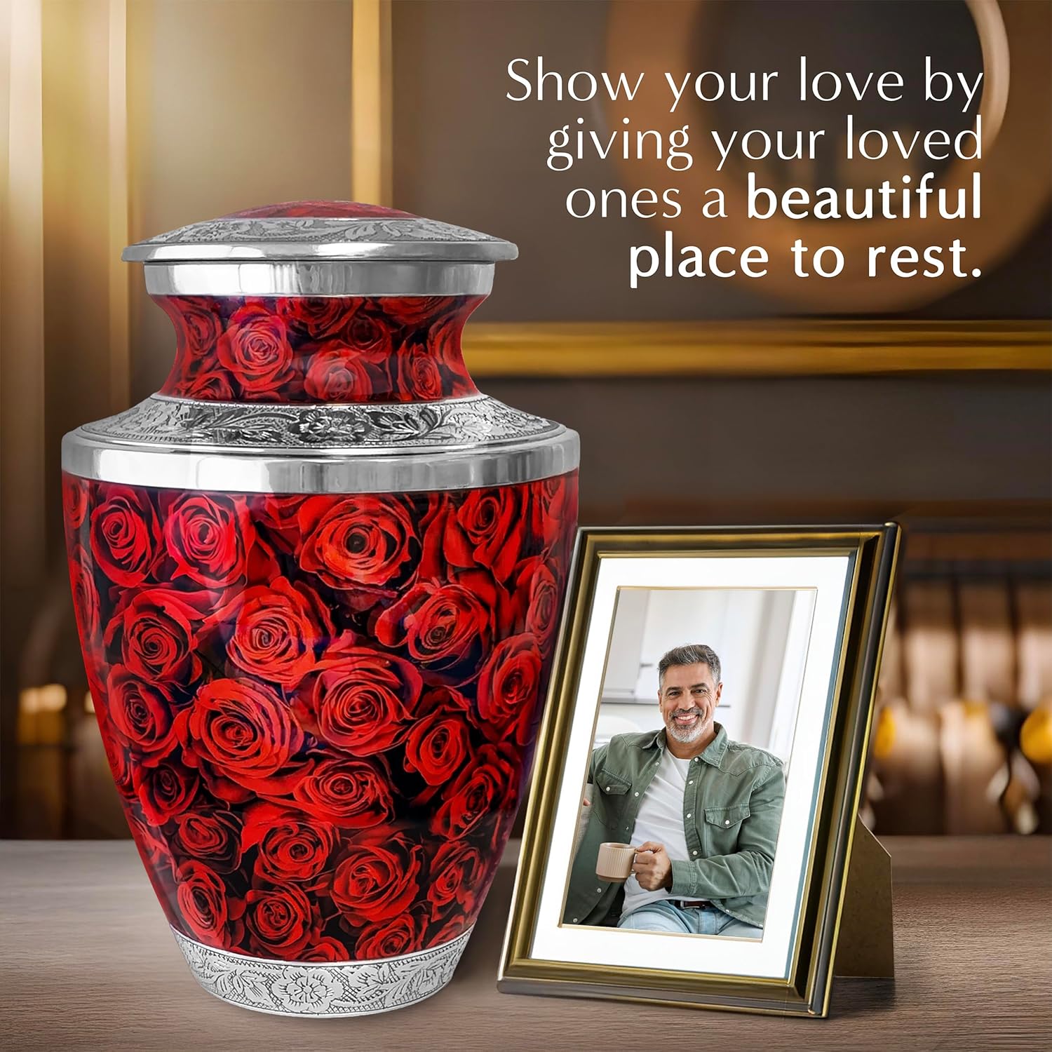 Crimson Rose Urn for Ashes for Women – Large Cremation Urns for Adult Female – Memorial Funeral Urn for Human Ashes, Home Display, or Burial (Large, Adult) - Image 6
