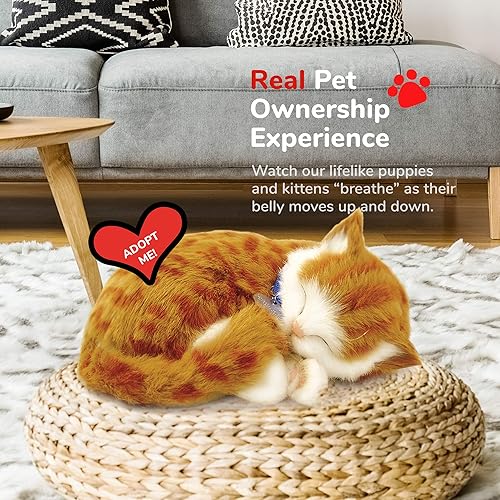 Miniatura 5 de Perfect Petzzz Peluches interactivos y realistas para mascotas, forma de gato naranja, para acompañar a tu perro, hecho 100 % con piel sintética, a