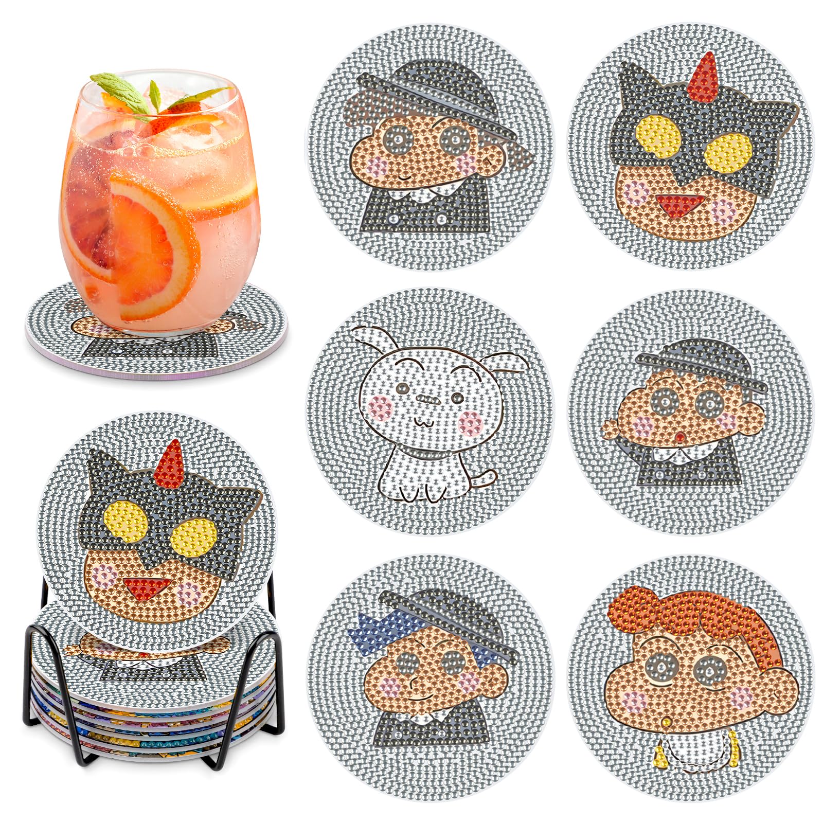 Diamond Painting Untersetzer Set – 8 Stück Zum Bekleben Mit Funkelnden Steinchen – DIY Für Groß & Klein