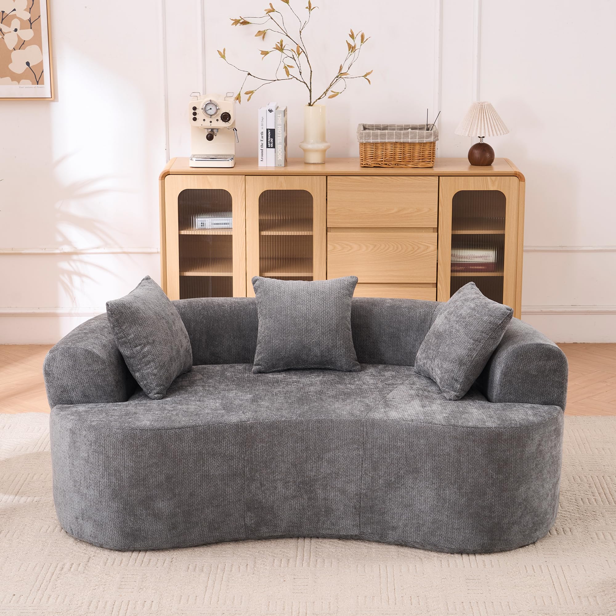 79 Cloud Loveseat Sofa Comfy Deep Seat Couches with 3 Pillows Boneless Couch Sofa in a Box High