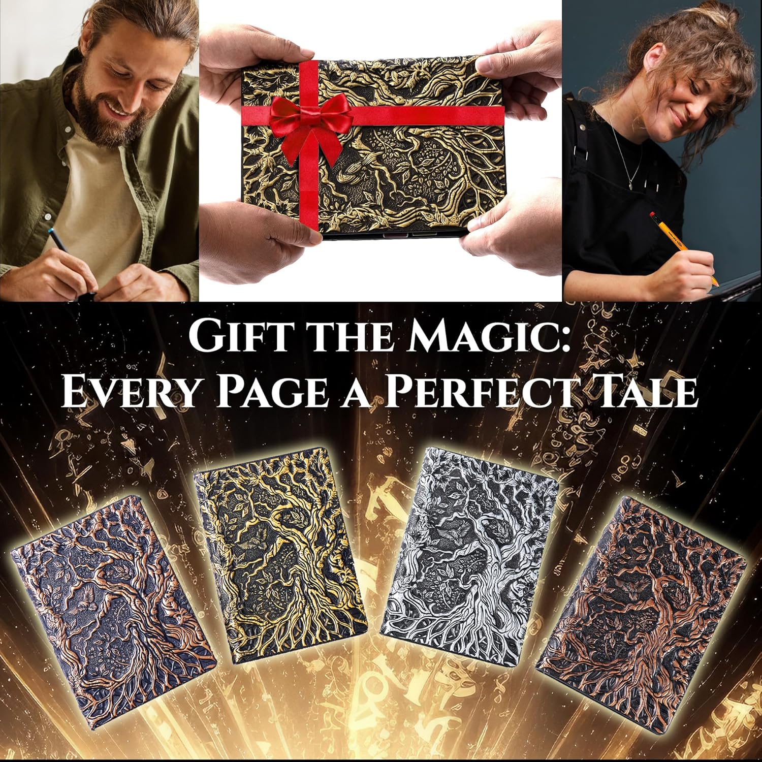 DND Notebook Journal Refillable Binder - A5 Story Forge 400 Pages (200 Sheets) with Breathtaking 3D Tree of Life Design - Perfect for Dungeons and Dragons (D&D) - Bonus Tabs and Ruler (Navy Copper)