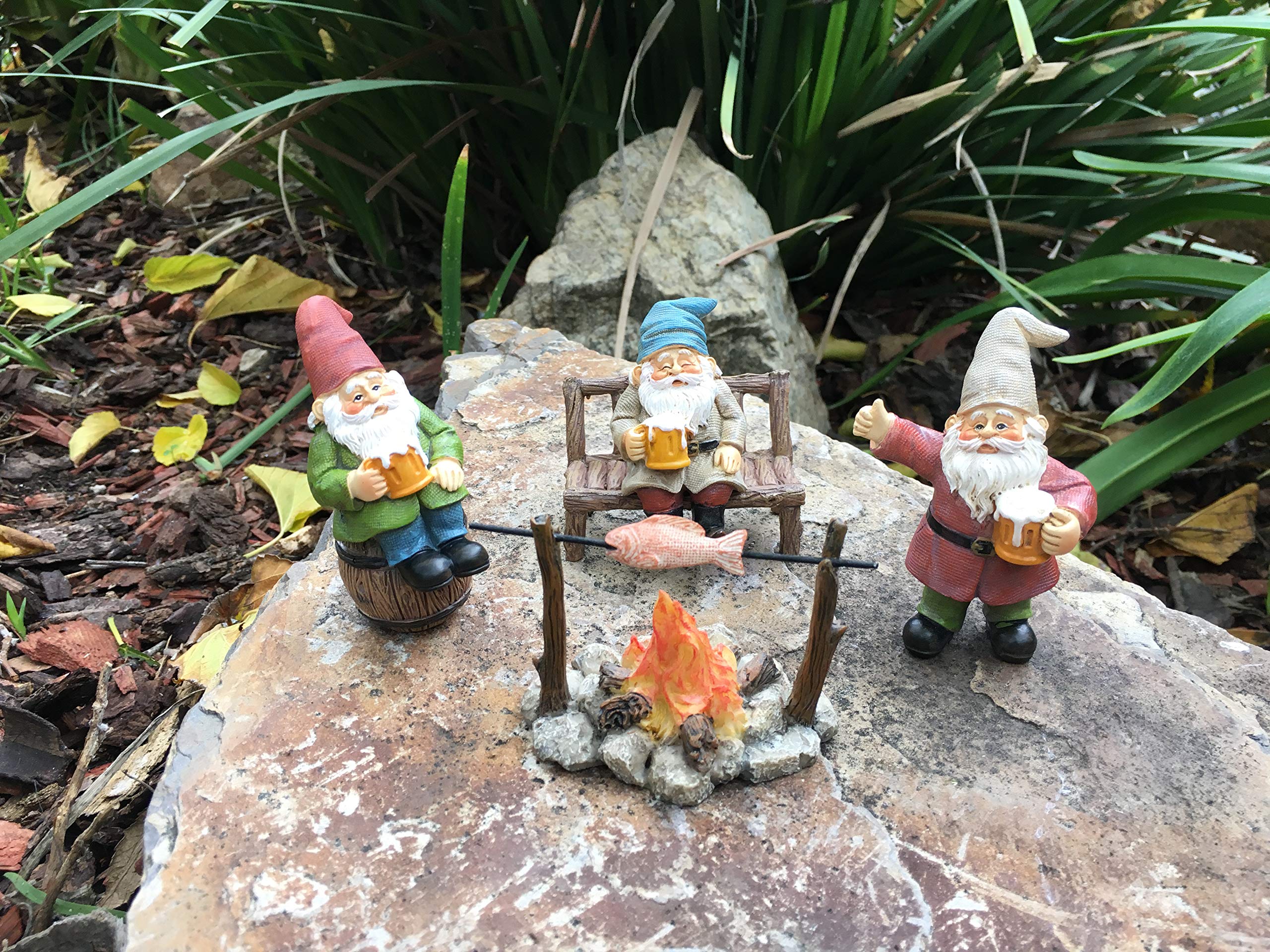 GlitZGlam „Die fröhlichen Zwerge“ Biertrinkkumpanen! 5-teiliges Gartenzwergset für den Miniaturfeengarten