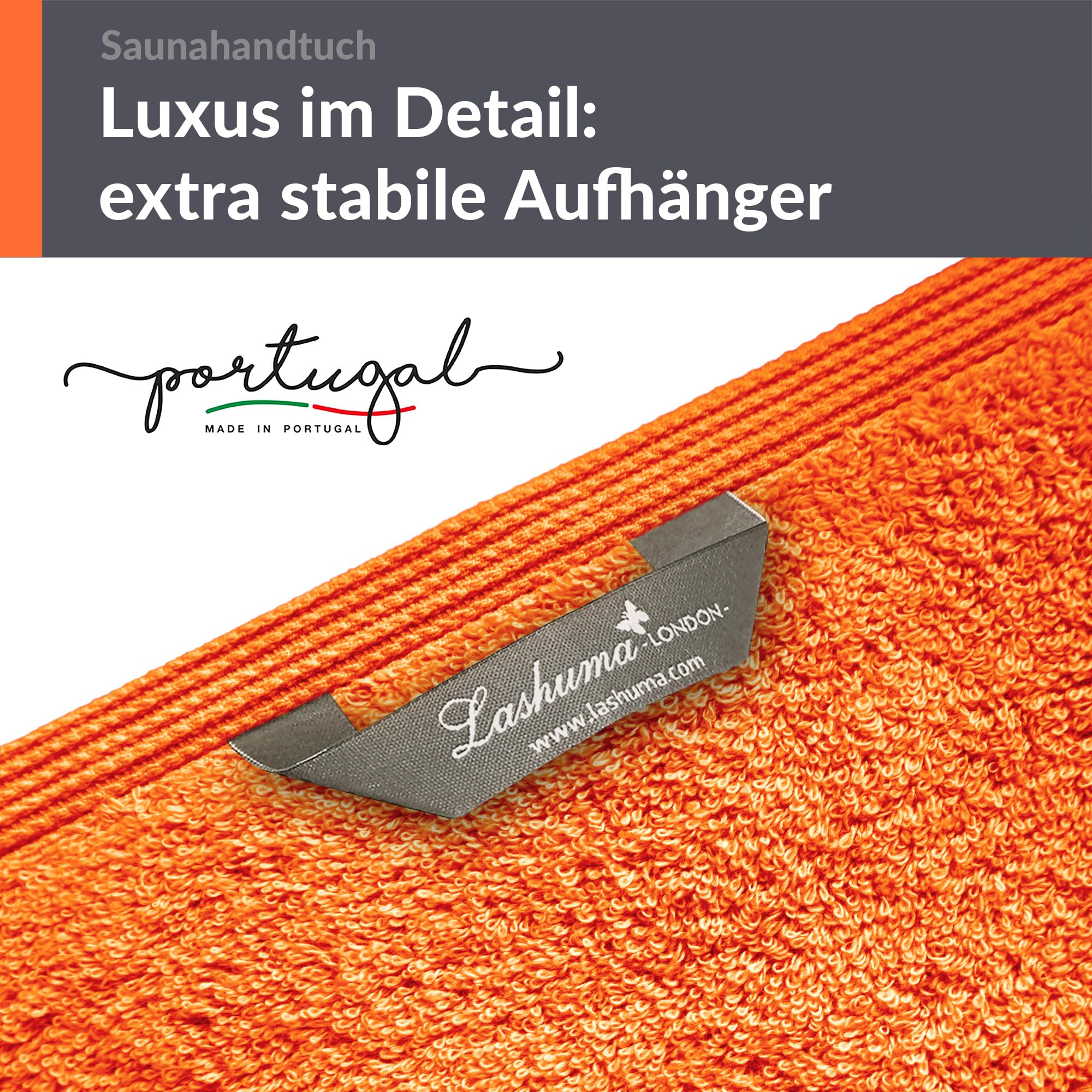 Lashuma Serviette XXL 85x200 cm, Drap de Bain Clémentines - Orange, London Serviette de Sauna