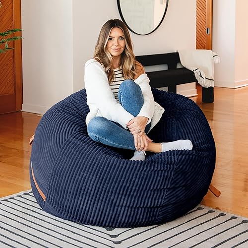 Miniatura 334 de Big Joe Fuf - Puf extragrande (XXL) relleno de espuma con funda extraíble, color niebla Lenox, poliéster tejido duradero, 6 pies, gigante Negro