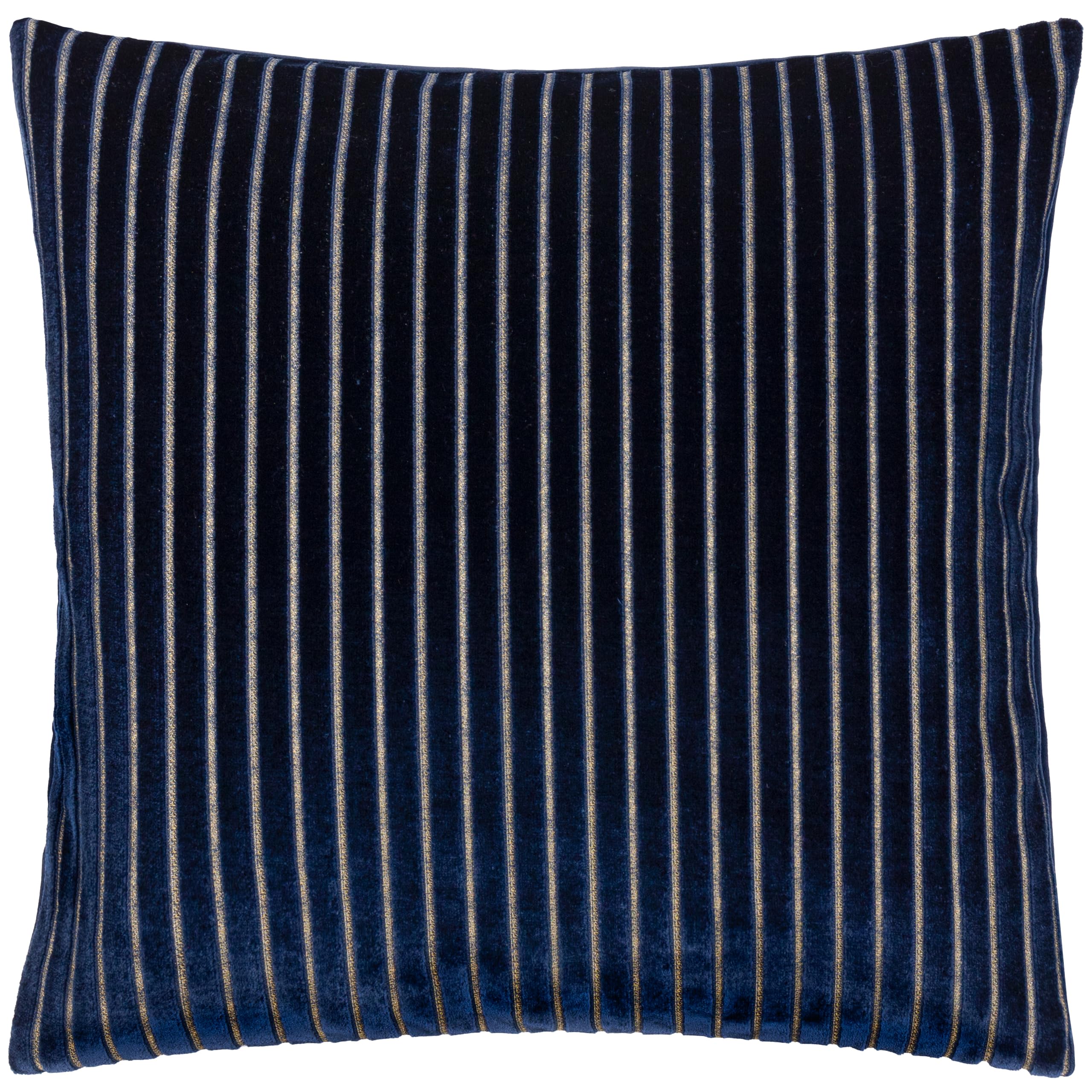 Paoletti Savoy Stripe Cushion Cover – Reversible Soft Textured Velvet Decorative Cushion for Sofas Beds and Armchairs (Navy - 50x50cm)