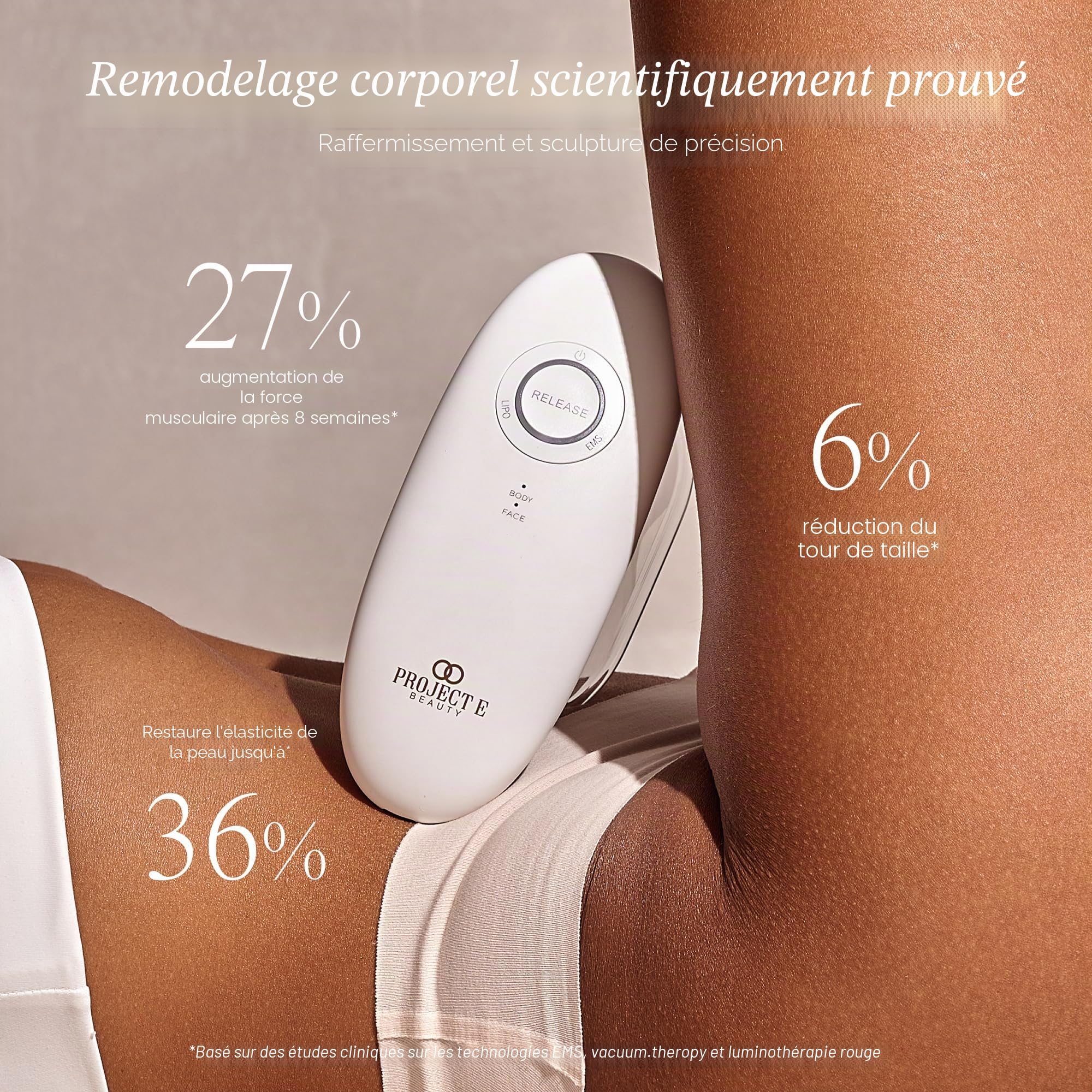 SERA Vacuum Body Contour par Project E Beauty | EMS | Thérapie par lumière LED | Tonifie et raffermit | Sculpte et sculpte | Améliore la circulation et le drainage |