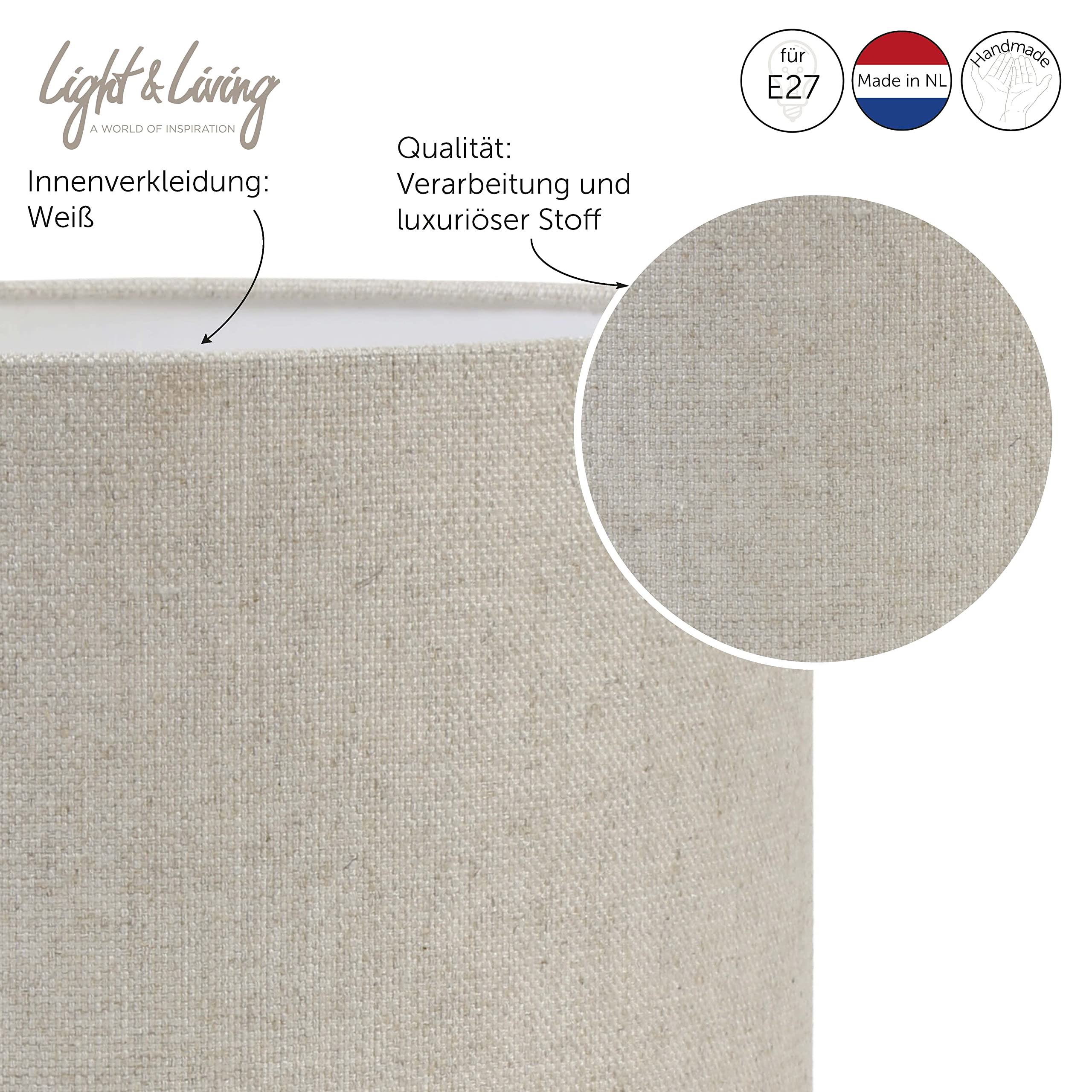 Light & Living Lampenschirm Zylinder Livigno - Natürlich - Ø30x21cm | Zylinder - Klassisch, Ländlich - Textilien