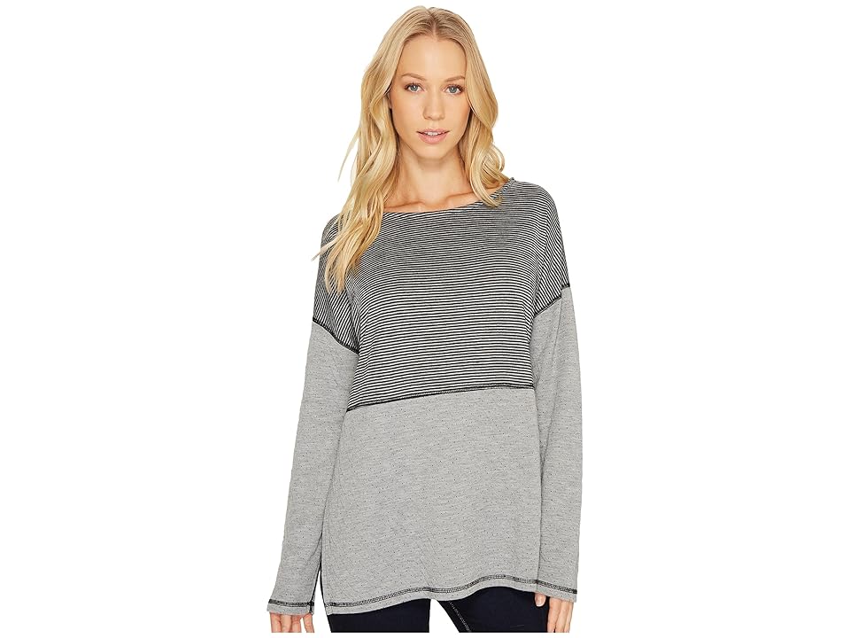 

Three Dots Reversible Stripe/Dot Long Sleeve Tee (Black) Women's T Shirt