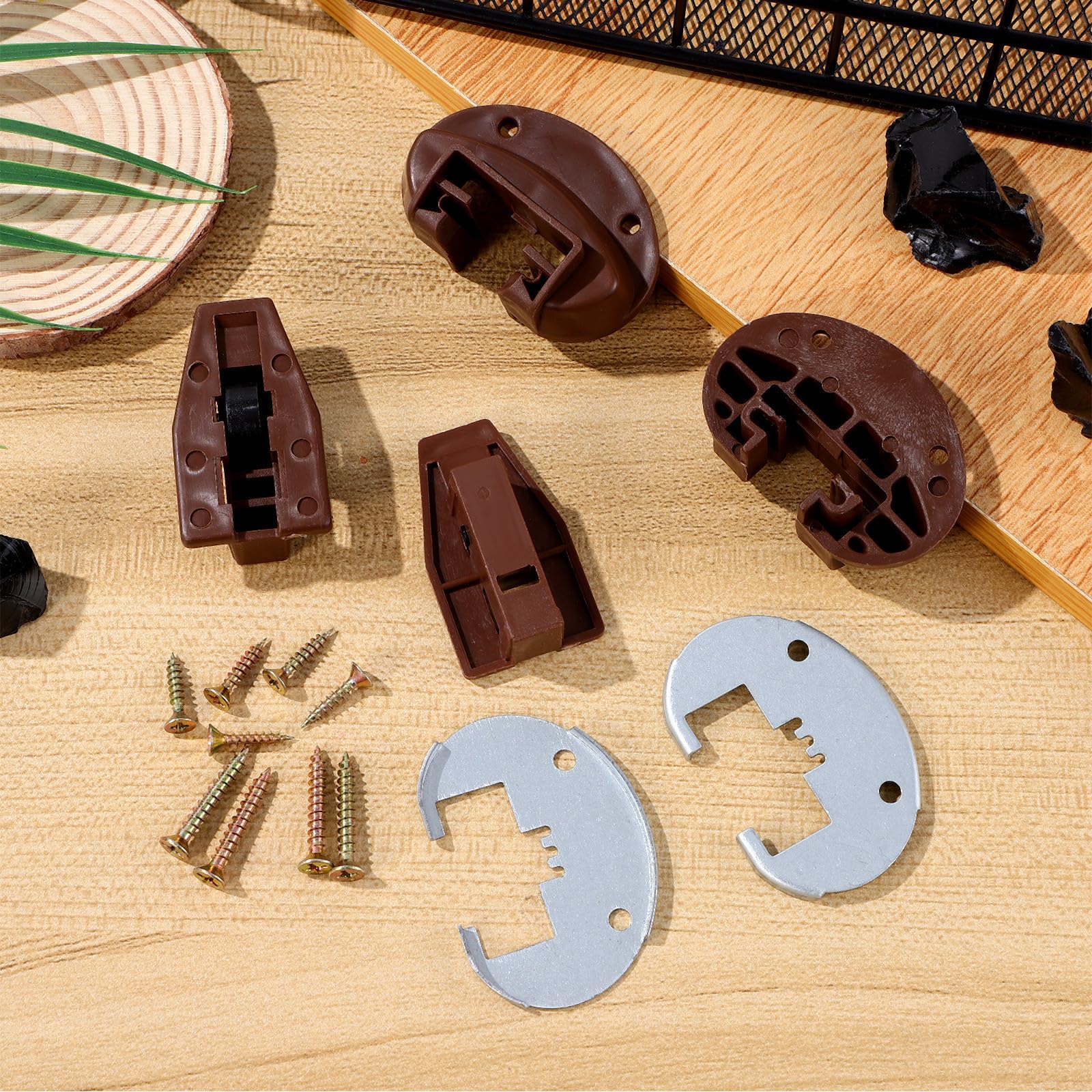 Sewroro 10 Juegos Kit de Reparación de Correderas de Cajón Accesorios de Instalación, Rieles Guía de Plástico y Metal para Muebles y Armarios de Cocina, Suave y Fácil Montaje