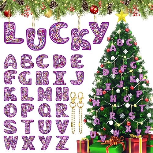 Juego de 26 llaveros de pintura de diamante de 26 letras de la A a la Z, 5D, pintura de diamante, kit de fabricación de mosaicos por número,