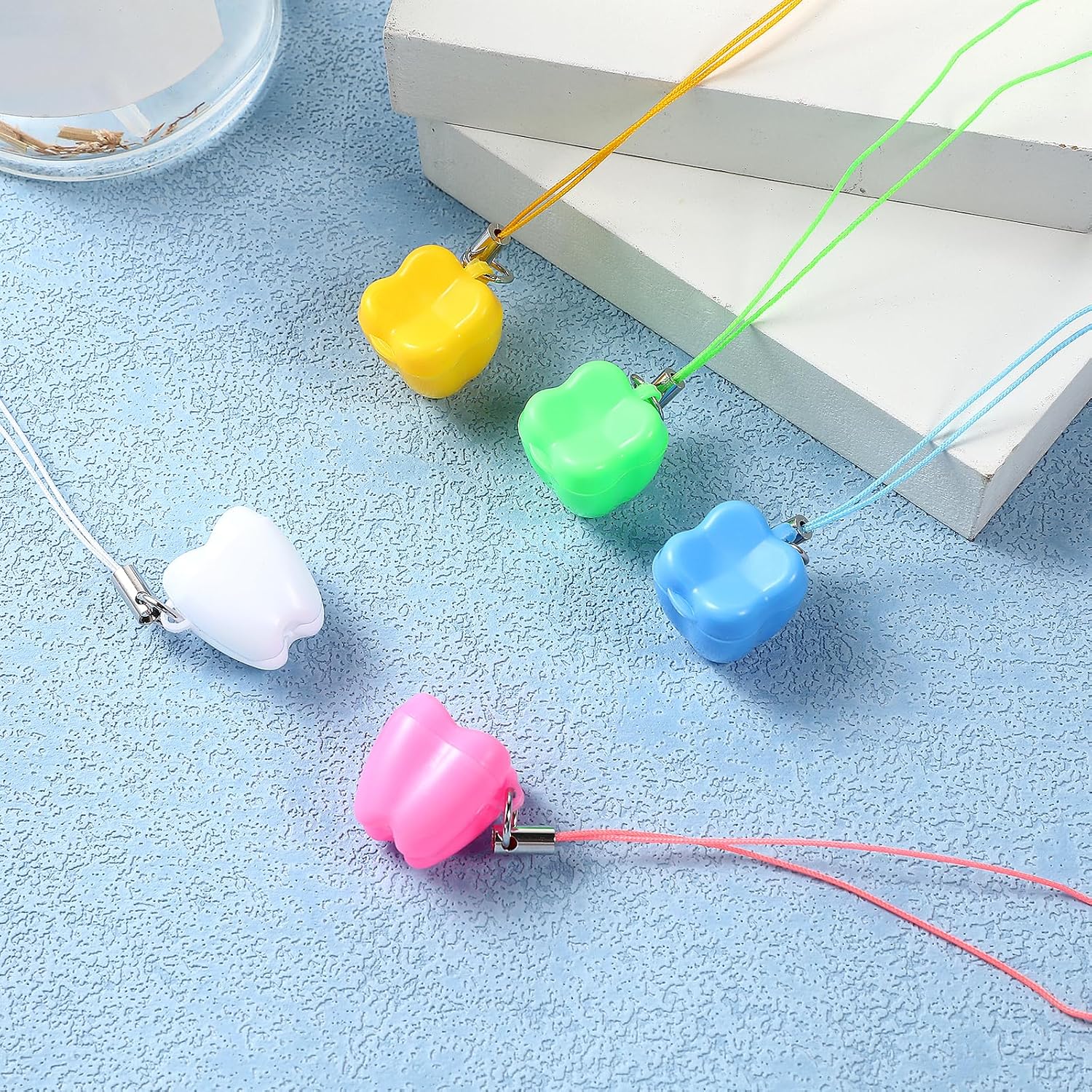 5Pcs Saver Necklace, Tooth Fairy Tooth Holder for Kids; Mixed Color Milk Teeth Storage, Ideal for School Party and Home Toddler Growth Memory Organizer