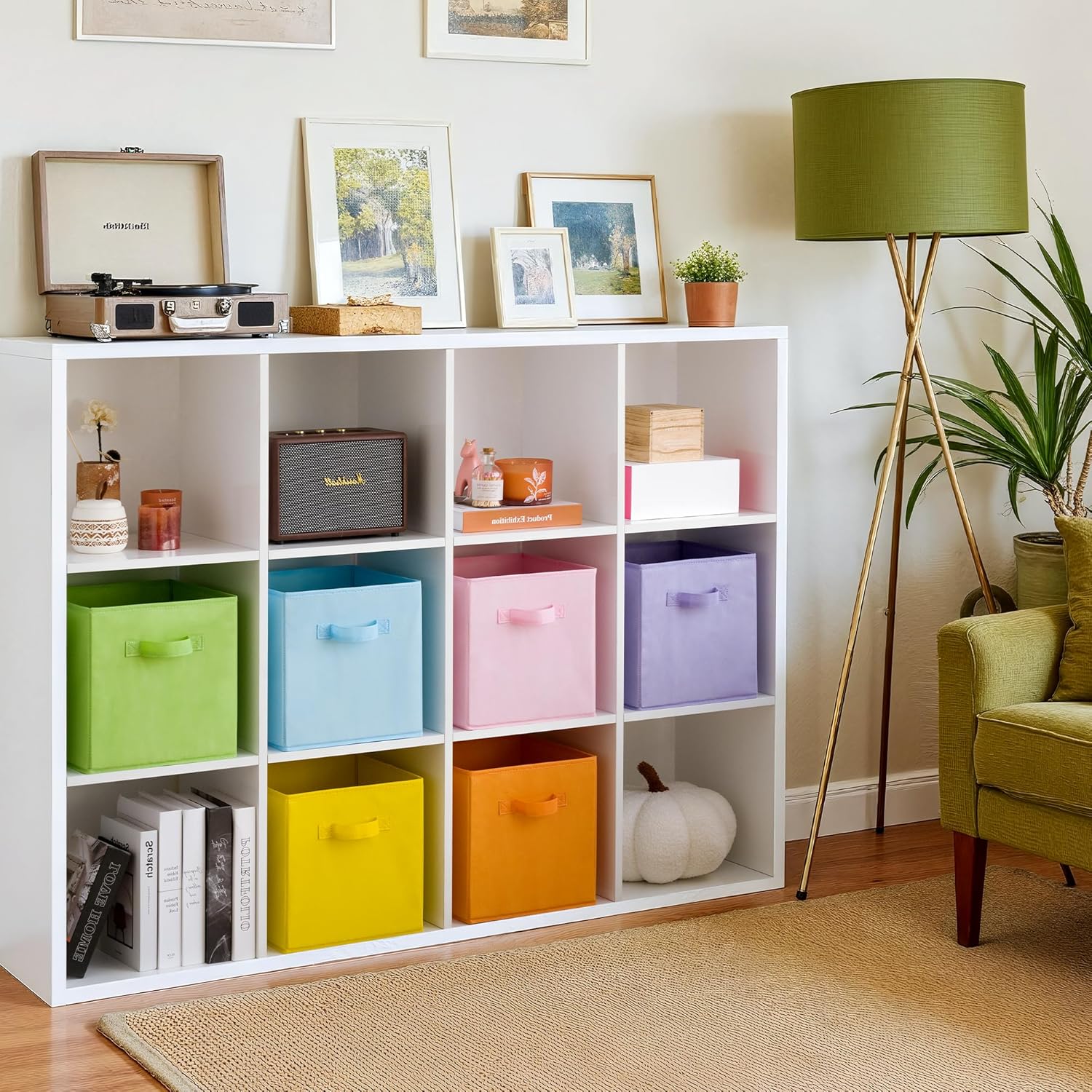 Cupic Cupid 11 Inch Storage Cube, Fabric Cube Storage Bin with Handles, Storage Cube Organizer for Clothes and Toys, Collapsible Cube Bins for Closet, Shelves, Nursery, 6-Pack, Pastel Colors