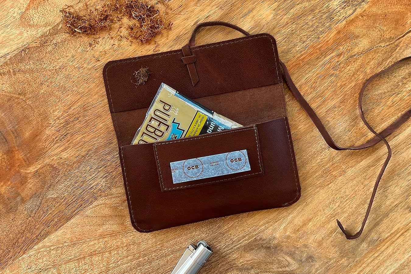 Porta Tabacco In Pelle Gusti - Custodia Jesse In Vera Pelle Conciata Al Vegetale, Made In India - Foto 12