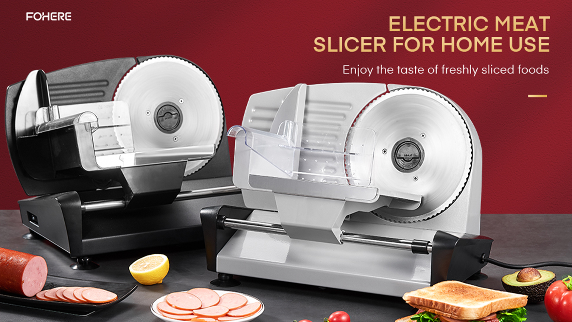 Trancheuse électrique Professionnelle 300W - Lame 25,4cm, épaisseur Réglable 0-12mm Pour Viande, Fromage, Légumes