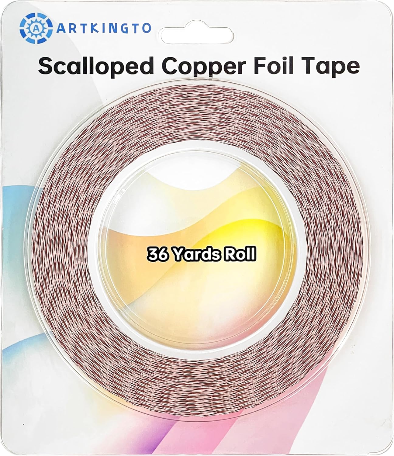 Silver Backed Scalloped Copper Foil Tape for Stained Glass, DIY Crafts, Small Double Edged Scalloped Copper Foil