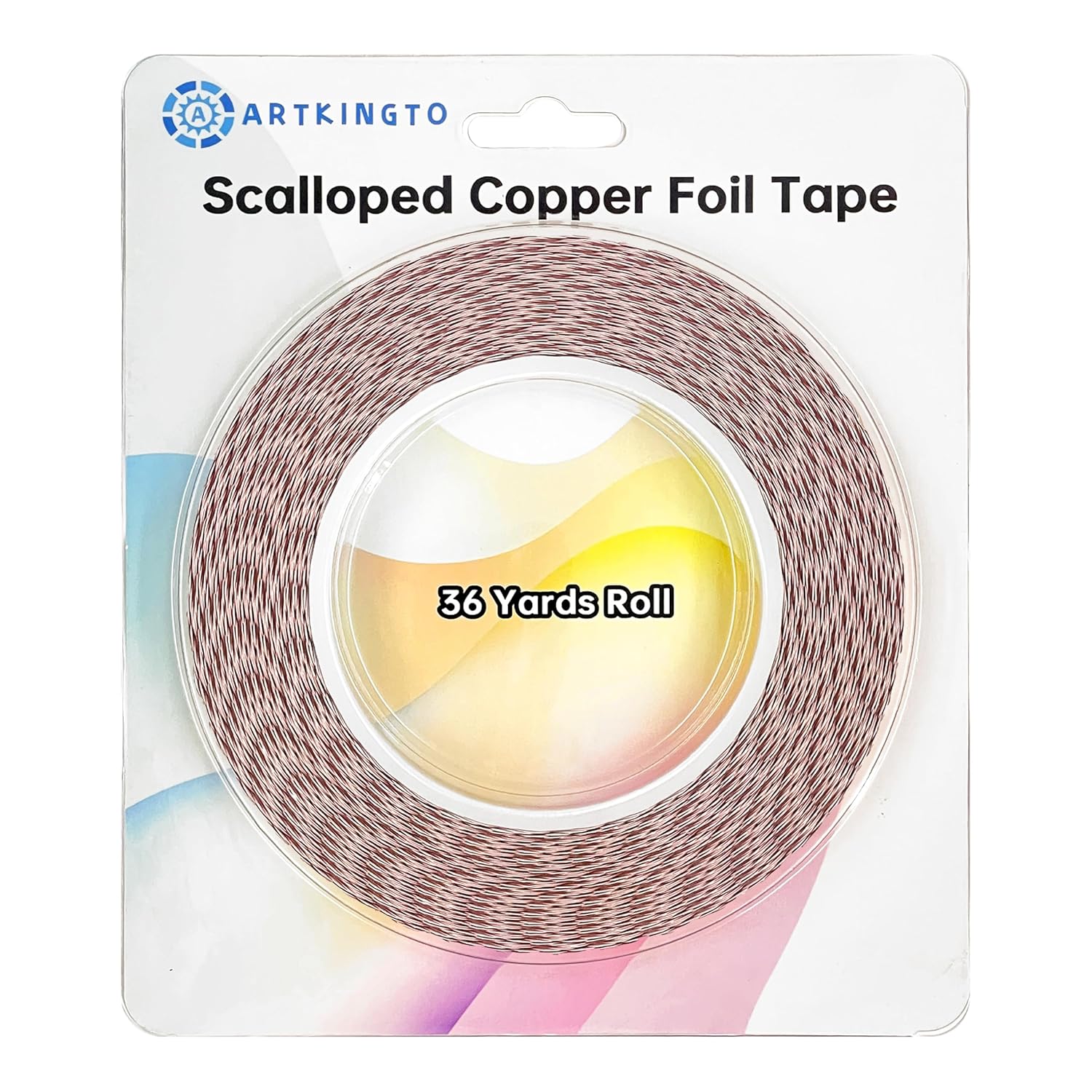 Silver Backed Scalloped Copper Foil Tape for Stained Glass, DIY Crafts, Single Small Scalloped Copper Foil