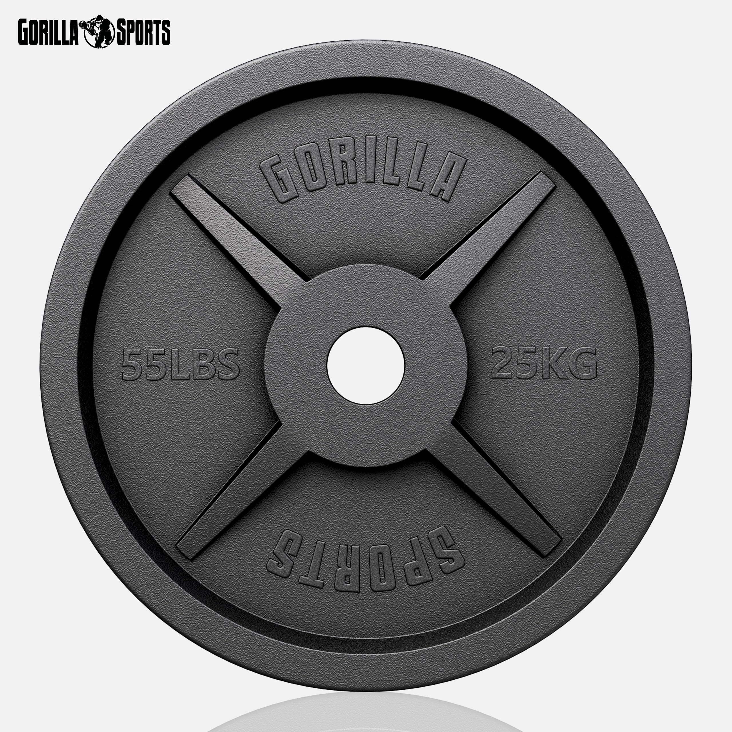 GORILLA SPORTS® Olympia - Discos de pesas (1,25 kg, 2,5 kg, 5 kg, 10 kg, 15 kg, 20 kg, 25 kg, 30 kg, orificio de 50 mm, hierro fundido)