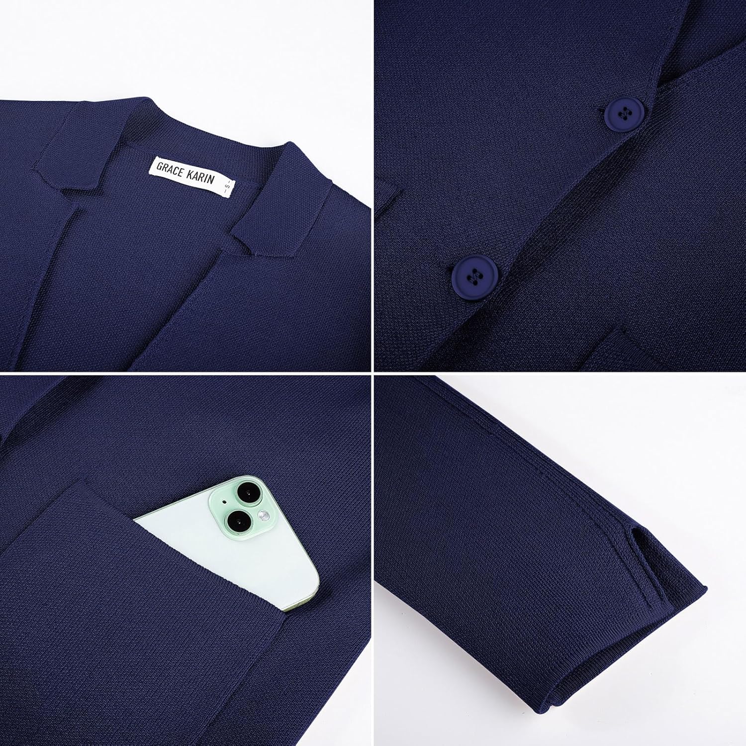 GRACE KARIN Women Sweater Blazer Business Casual Knit Cardigan 2026 Long Sleeve Suit Jackets Work Blazers with Pockets - Image 7