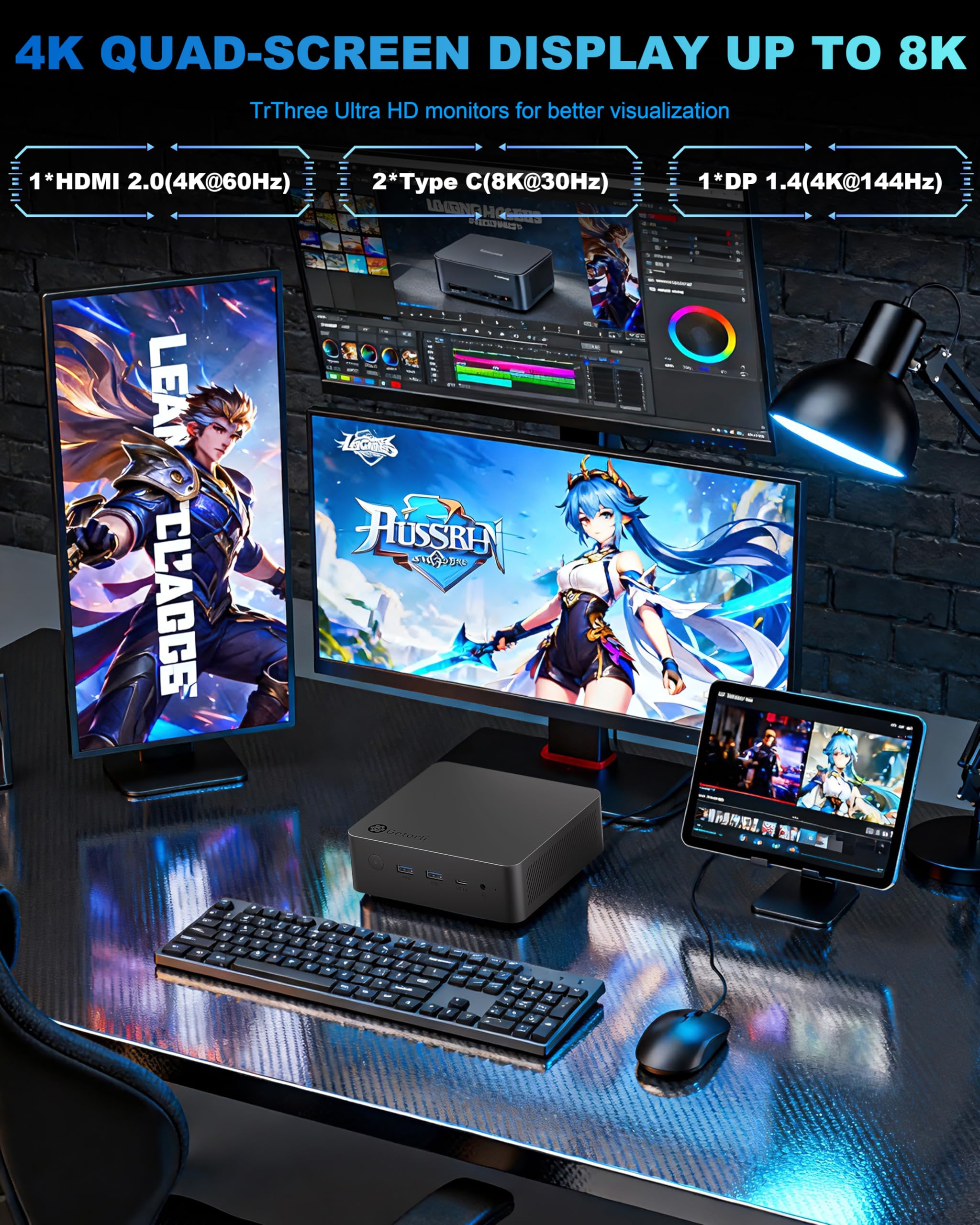 モニター付き　ミニパソコン Amazon.co.jp: Getorli Mini PC、デュアルLAN AMD Ryzen 7 8745HS