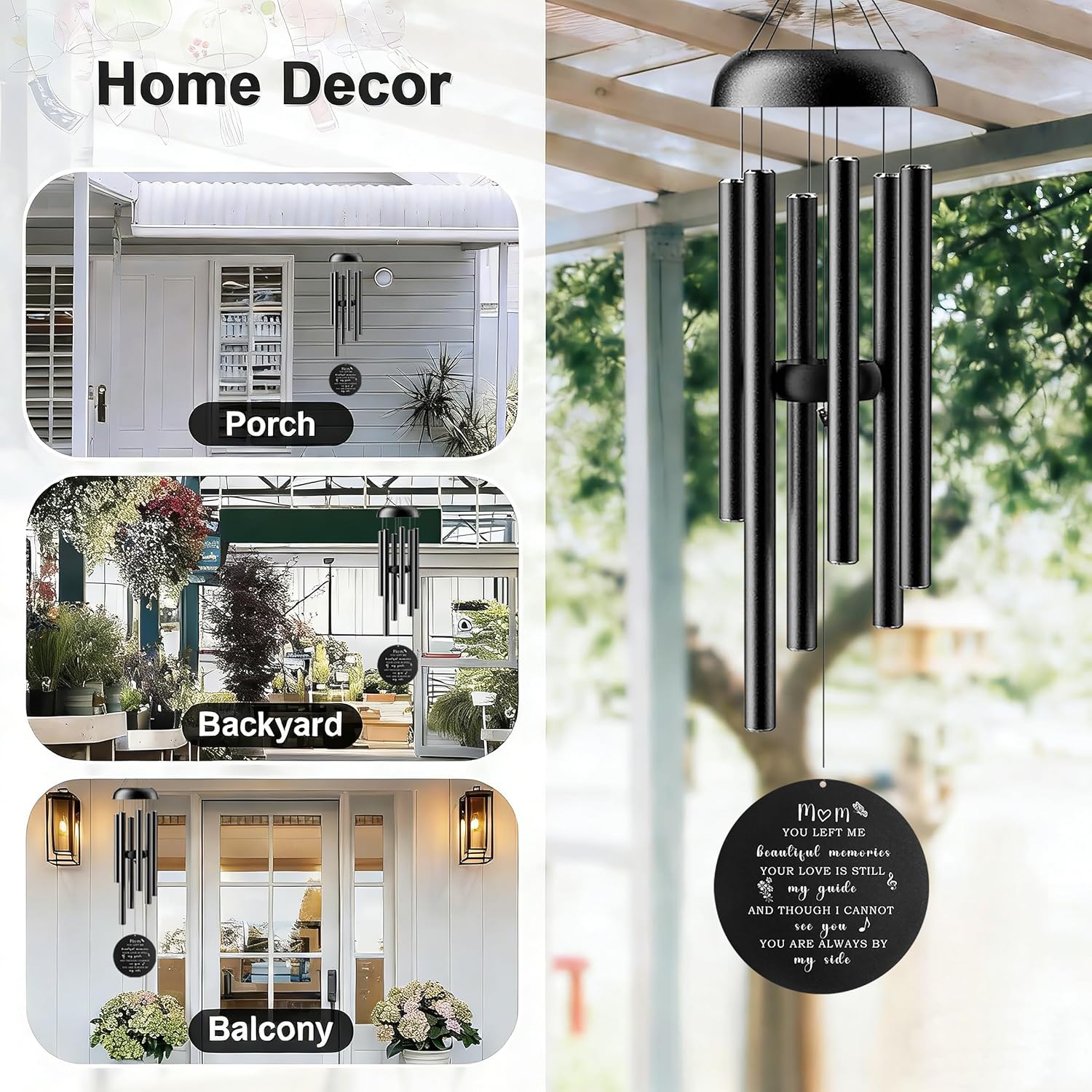 Personalized Custom Memorial Wind Chimes with Name & Date Keepsake,Sympathy Gifts Wind Chime for Loss of Loved One, 32inch Funeral Windchime Outside, in Loving Memory of Mom/Dad