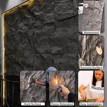 Stone Effect Wall Panels | Bosphorus 1x Panel | 120 x 60cm (47.2 x 23.6 inches) | 3D Decorative Rock Effect Panels | Easy Installation DIY | Interior & Exterior Design
