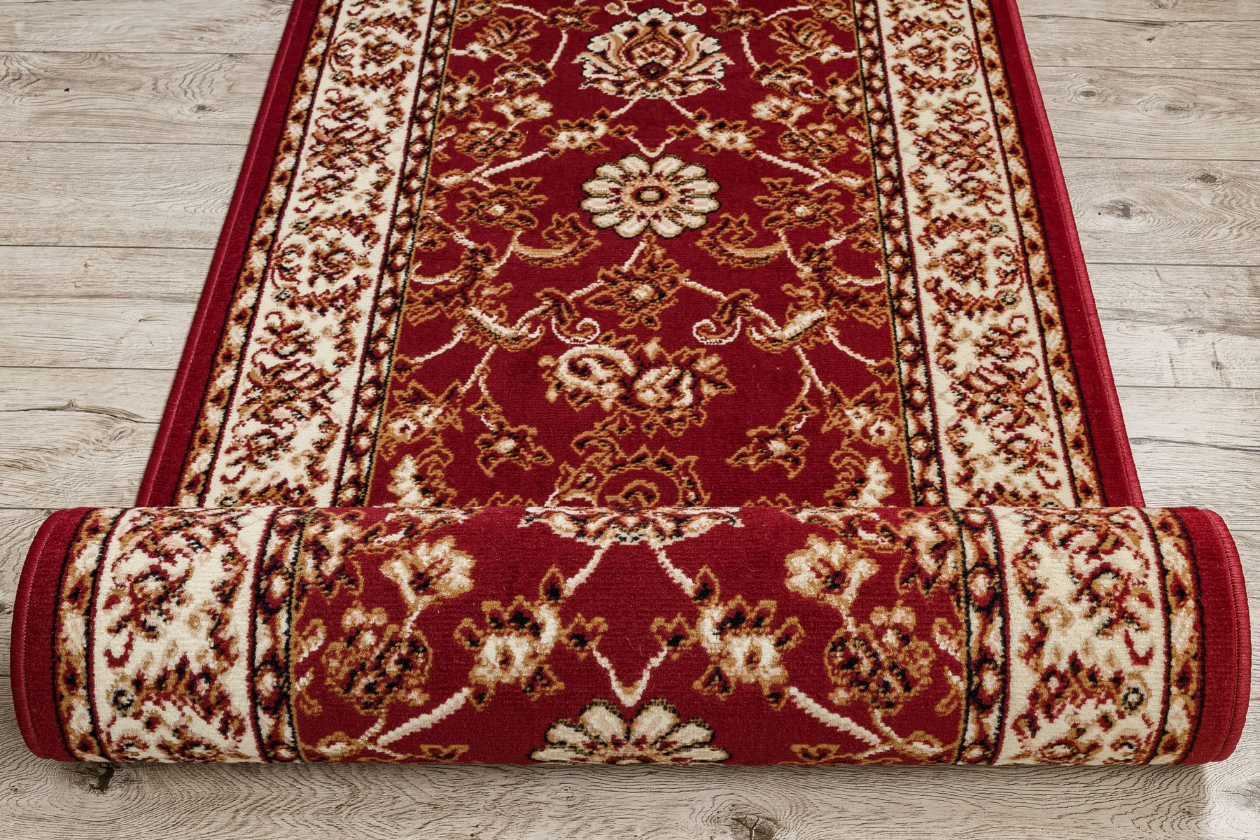 rugsx Tapis de Couloir BCF MORAD KLASYK pour la Cuisine, Le Hall, Le Couloir, l'entrée, Solide, Classique Bordeaux 70x220 cm