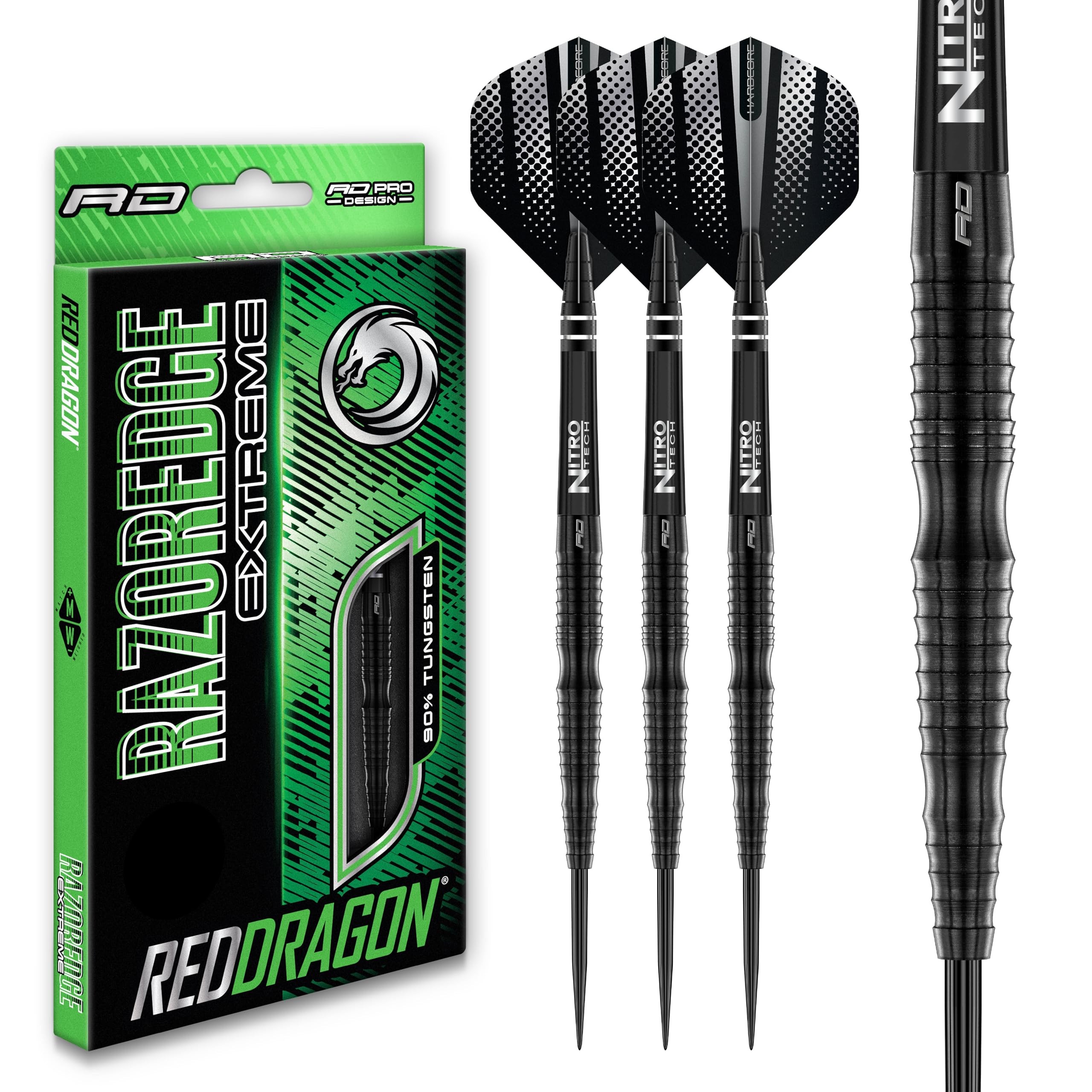 Razor Edge Extreme Professional Tungsten Darts Set with Flights and Stems