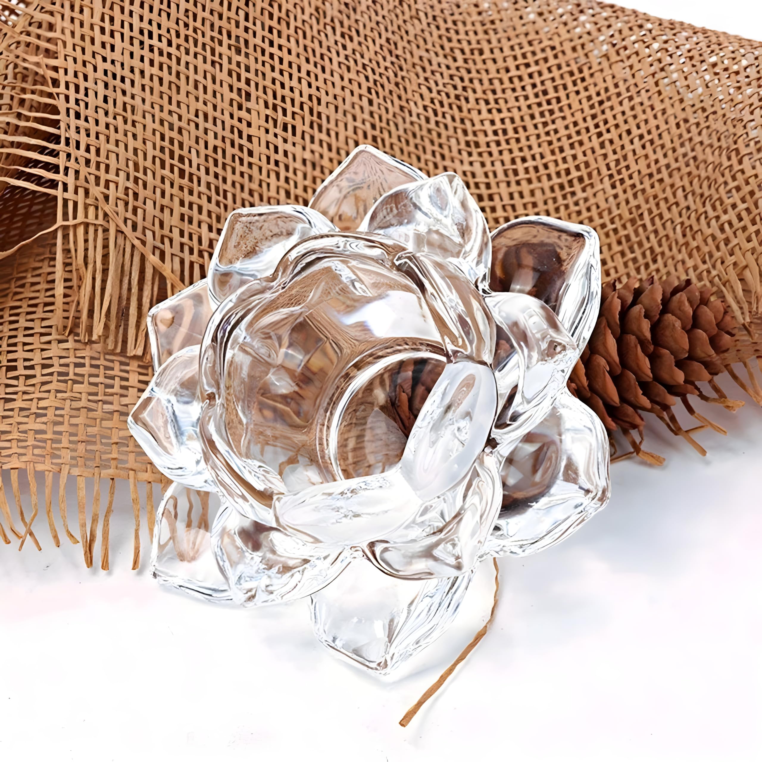 Bellveen Paperweight | Lotus Crystal Glass Figure Paperweight | Decor Collection Living Room | Home Decor for Feng Shui | Medium & Multicolour 2