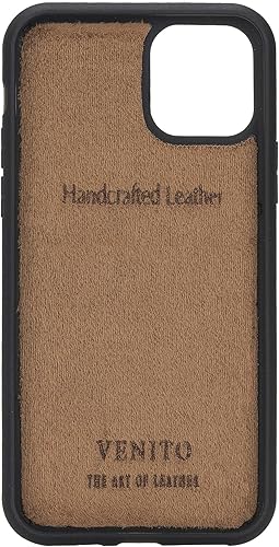 Vista 43 de Venito Lucca - Funda de piel compatible con iPhone 11 Pro (5.8 pulgadas), extra segura, con cubierta trasera acolchada, color negro rústico Negro