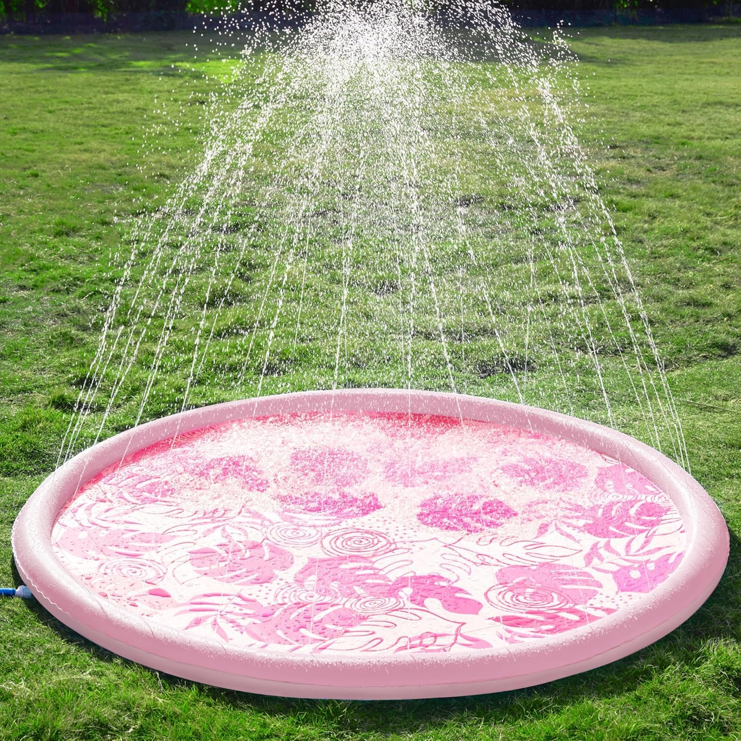 SLOOSH Splash Pad Sprinkler Mat - 6ft Tropical Leaves Outdoor Water Play Toys for Kids Dogs, Backyard Party in Summer Decor Outside Water Games