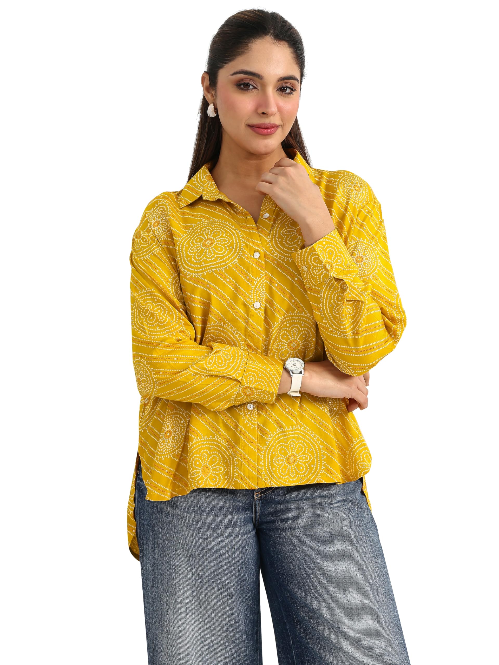 Libas Printed Cotton Blend Shirt for Women in multi