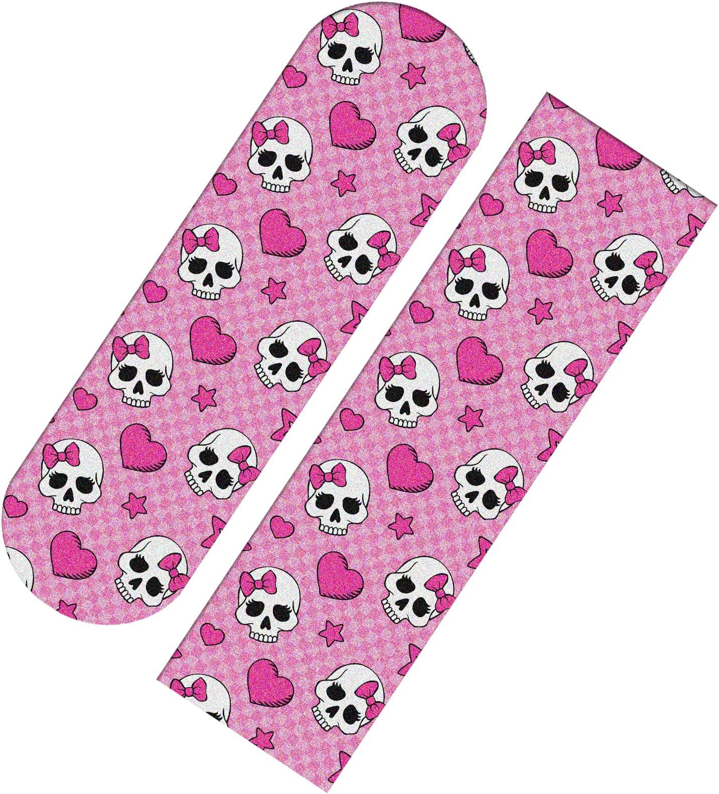 Pink Skulls Skateboard Grip Tape 9 x 33 in Non Slip Tape, Scooter Grips, Longboard Grip Tape