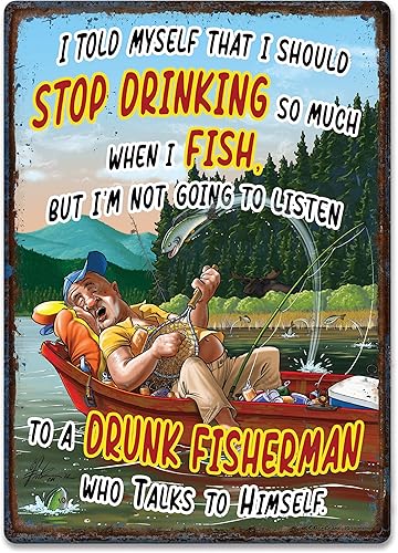 Miniatura 44 de River's Edge Carteles de metal resistentes a la intemperie, en relieve Nevermind The Dog Cuidado con el dueño,Día Crappie,Aparcamiento de