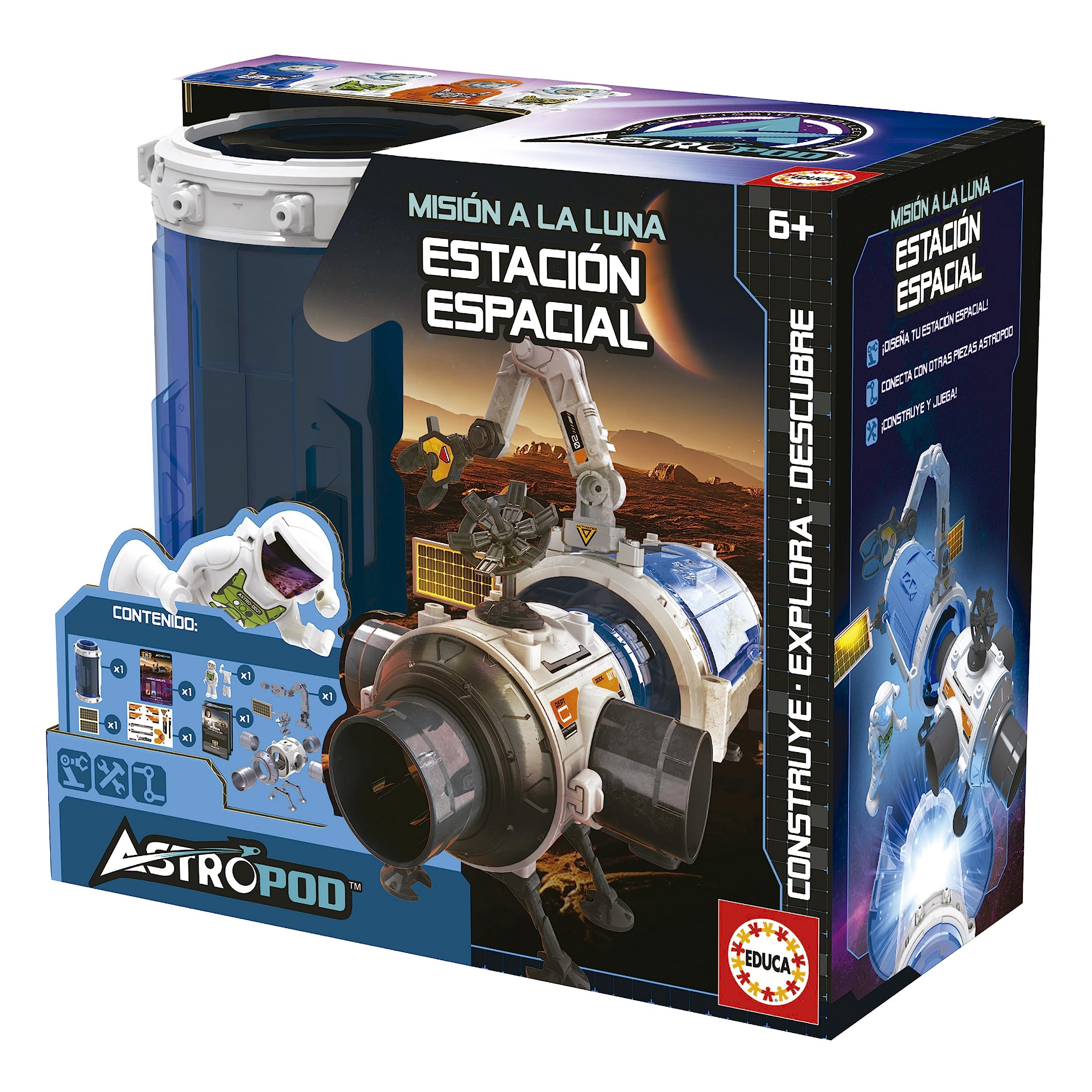 Educa - Mission to the Moon - Space Station, built and plays by connecting multiple capsules to enlarge the space station; with more than 31 pieces; recommended for ages 6 and up