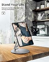 Vista 4 de Stouchi Soporte para tableta, soporte de base giratoria de 360°, soporte de escritorio ajustable con base resistente para iPad Pro Air Mini, Kindle