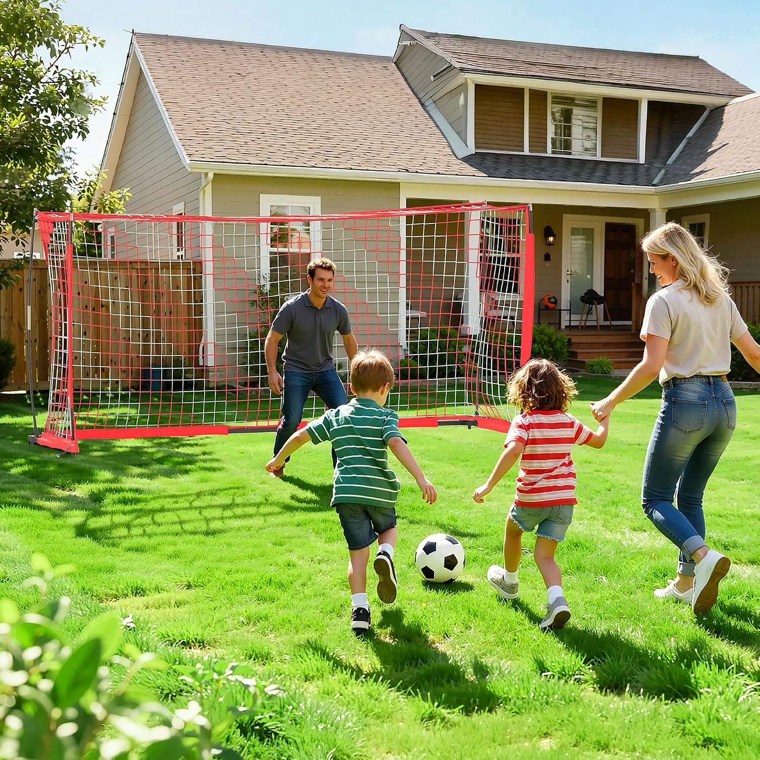 Soccer Goal, 12X6 FT Soccer Goals for Backyard, Portable Soccer Net for Outdoor Practice Training, Quick Setup Soccer Practice Equipment with Metal Base