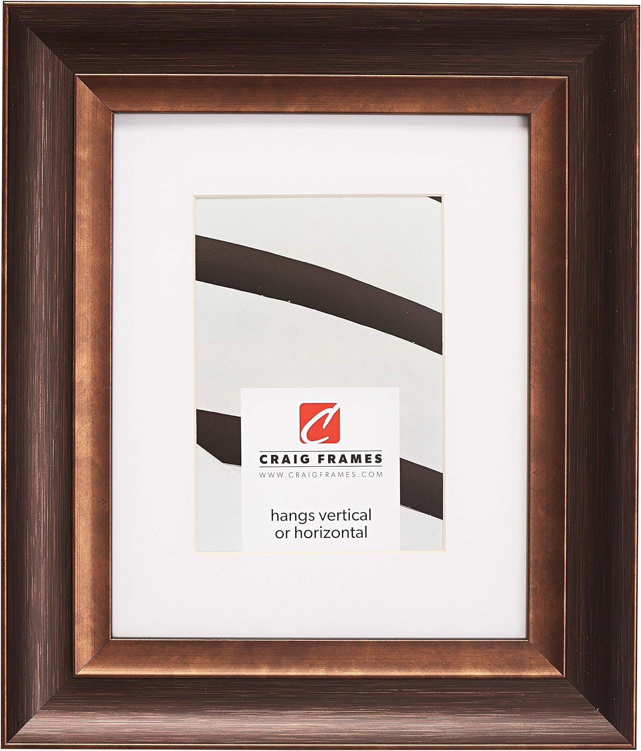 Craig Frames Ventura, 8 x 10 Inch Picture Frame Matted to Display a 5 x 7 Inch Photo, Pewter and Silver