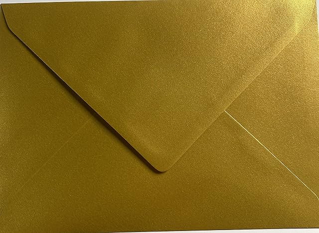 C5 Metallic Gold C5 Coloured Envelopes for A5 Greeting Cards Wedding Invitation Crafts 162x229mm- Pack of 20 envelopes (Metallic Gold)