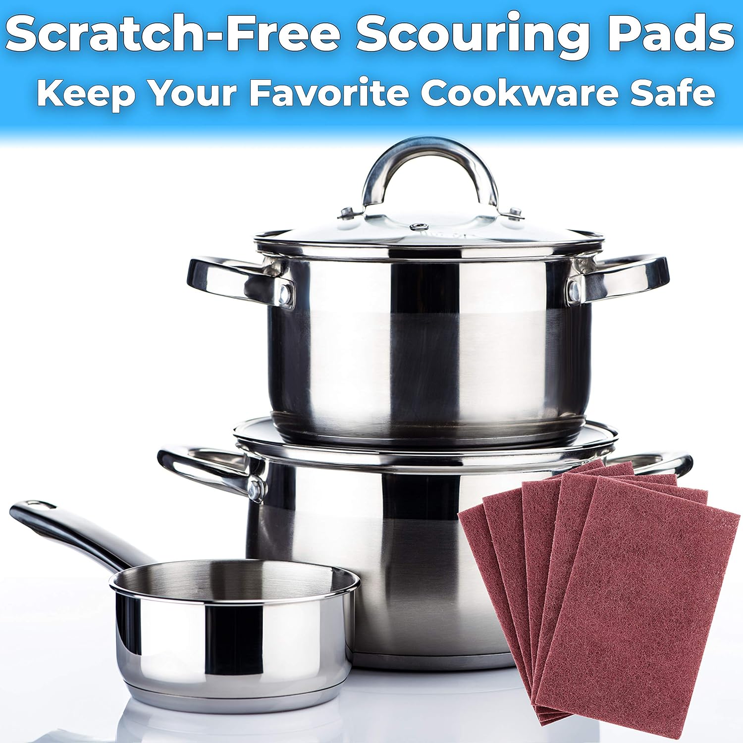 Heavy Duty XL Red Scouring Pads. 6x9 in 20 Pack of Scrubber Tools for Cleaning Stainless Steel Pots, Pans, Grills and Griddles. Extra Large Pad for Outdoor Use on Railings and Tiles.