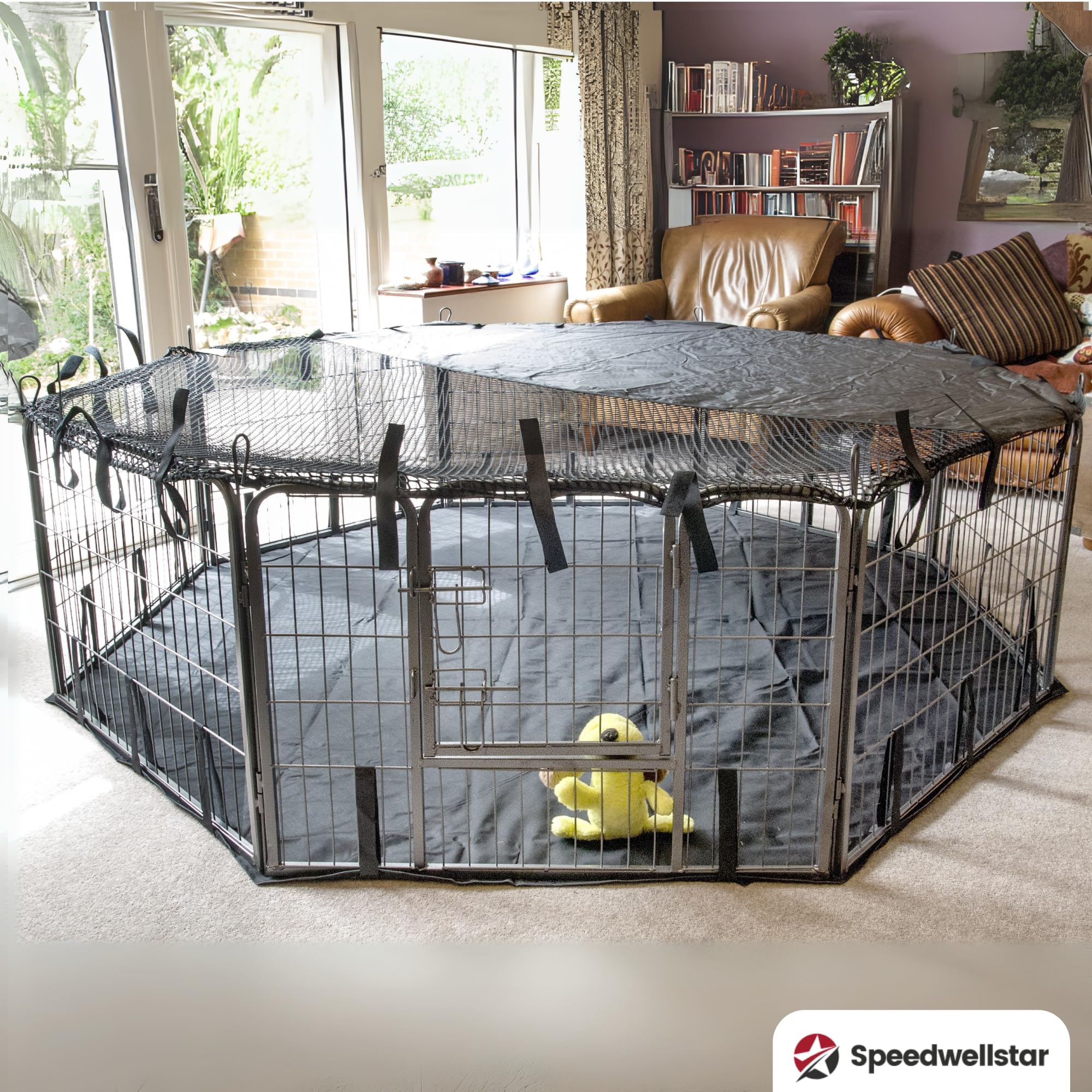 Speedwellstar, copertura parasole per box per animali domestici, con angoli elastici, extra grande. Gabbia non inclusa