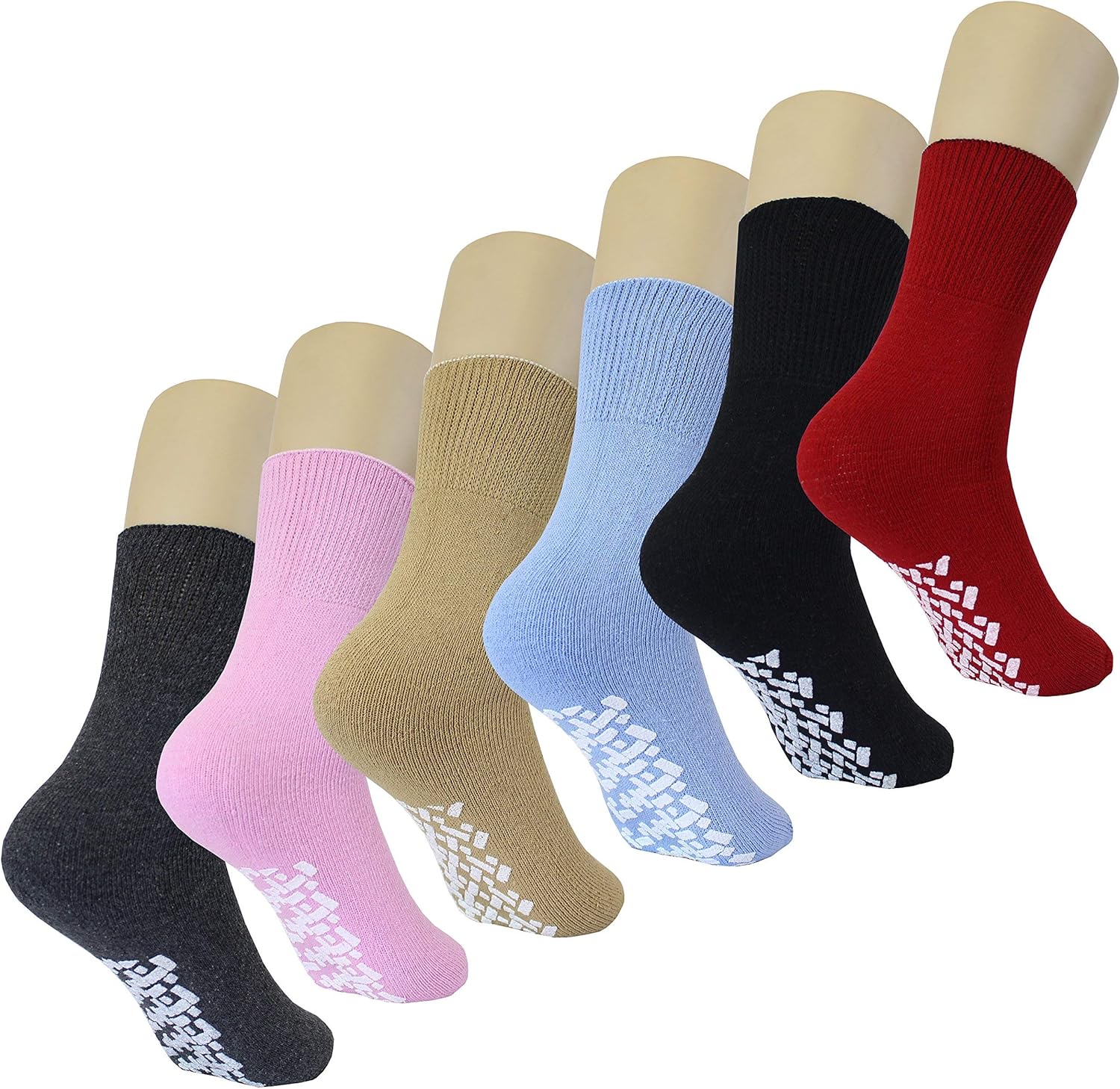 Womens Non-Slip Medical Non-Binding Socks, Cotton With Rubber Gripper Bottom, Assorted Colors, Size 9-11 - Image 2