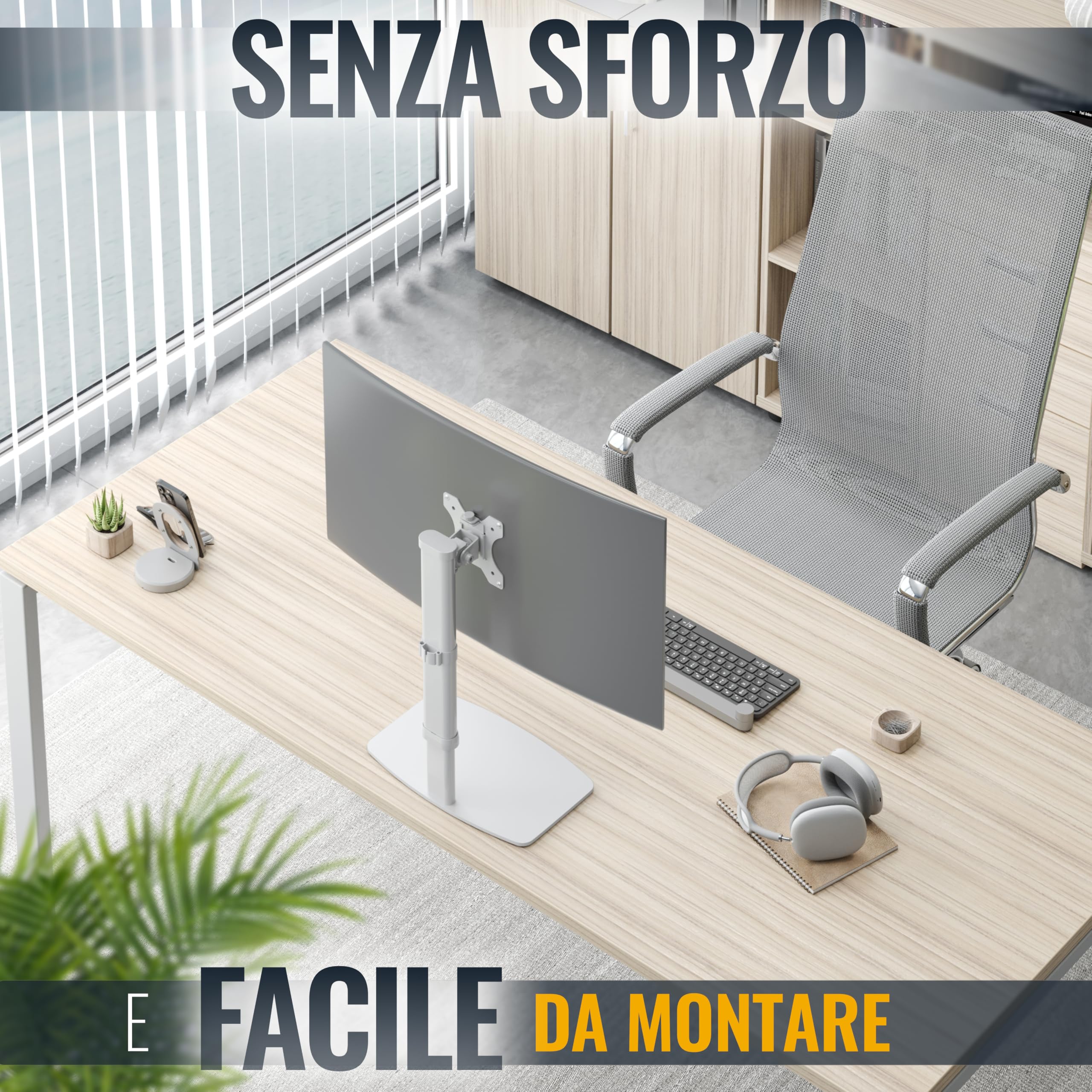 RICOO TS6811 Supporto monitor da scrivania 13-27 pollici per 13 27 pollici girevole inclinabile fino a 8 kg max VESA 100x100